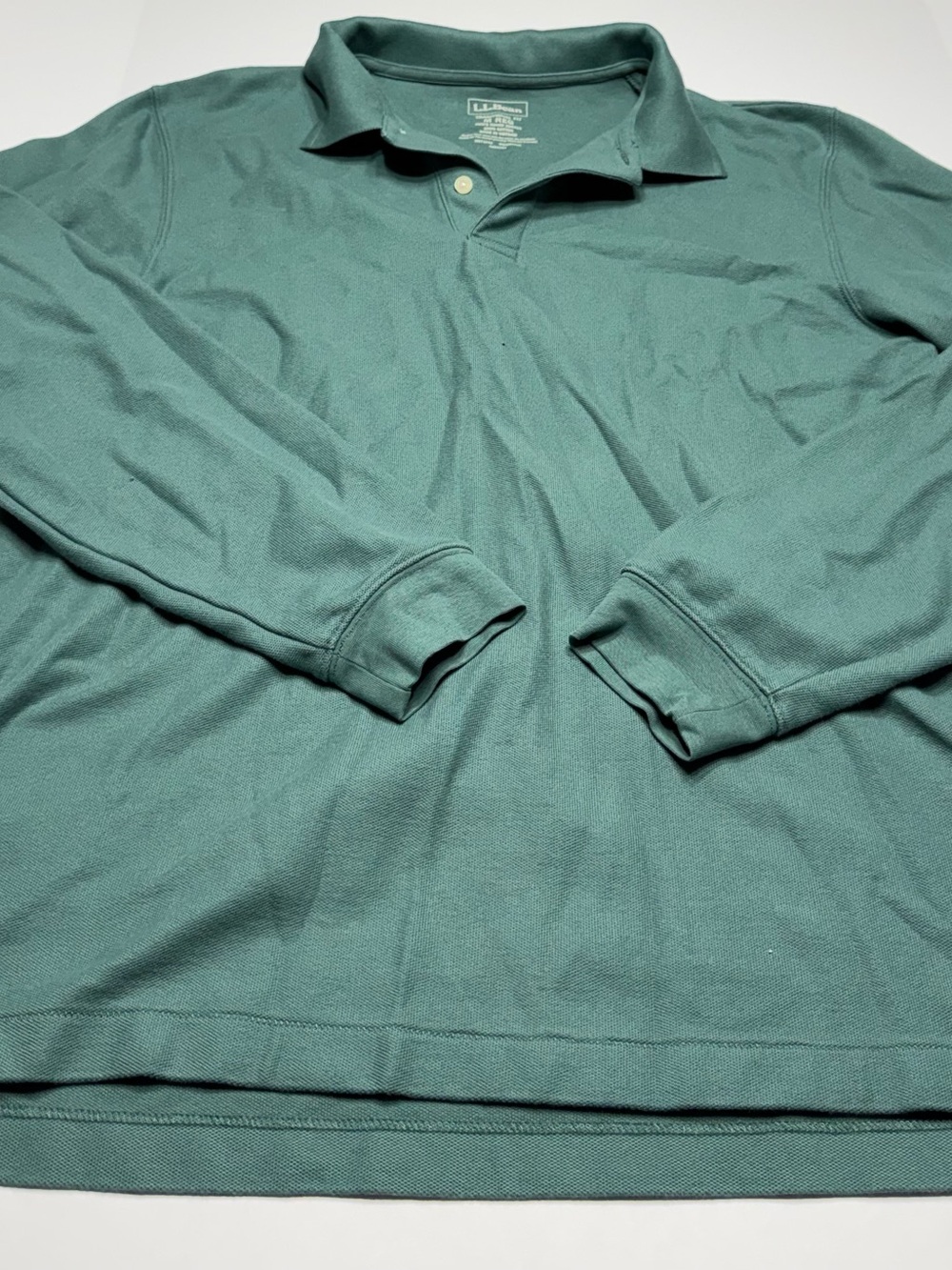 L.L. Bean Men's Long-Sleeve Polo in Teal Green